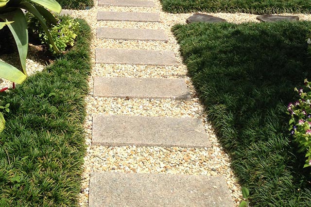 Gravel garden path with stepping stones